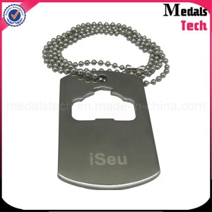 Custom High Polished Metal Bottle Opener Dog Tag with Ball Chain