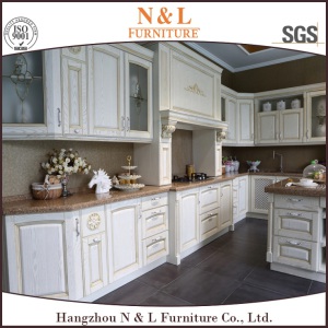 N&L White Solid Wood DIY Kitchen Cabinet From China